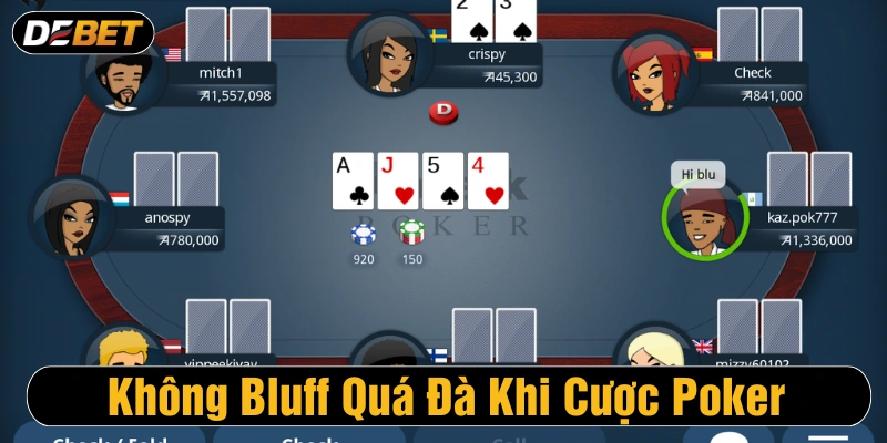 Không Bluff quá đà khi đặt cược Poker 