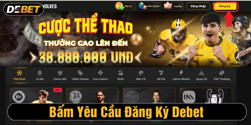 Vào web chính chủ và bấm yêu cầu đăng ký Debet 