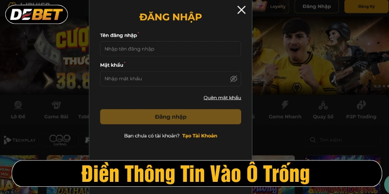 Điền tên và mật khẩu đăng nhập vào tài khoản 