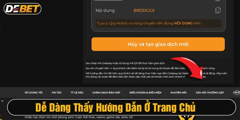 hướng dẫn debet trang chủ
