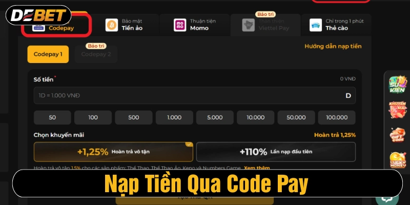 Nạp tiền bằng Code Pay 
