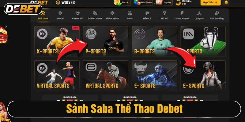 sảnh saba thể thao debet